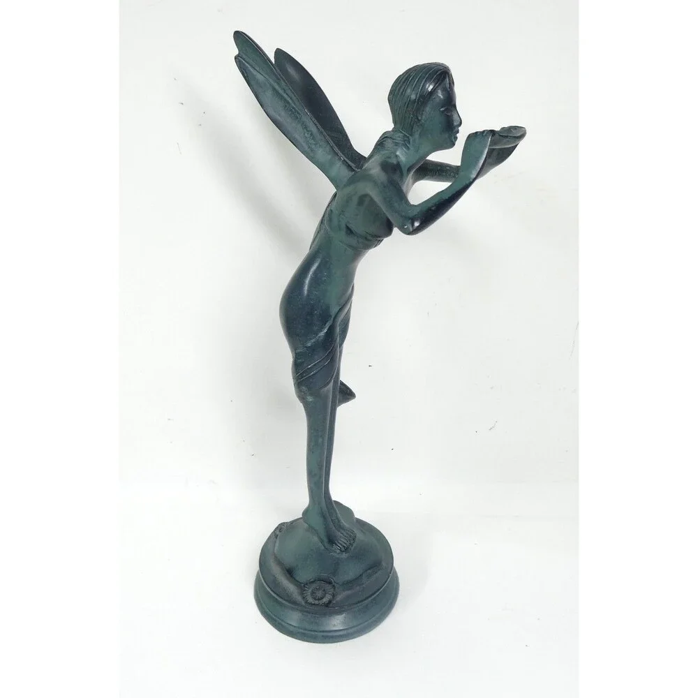 Fairy Pixie Winged Nymph Figure Statue 12” Bronze David Kay 1993 Vintage